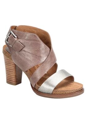Sofft Christine Women 6 Leather Slingback Heel Platform Sandals Gray